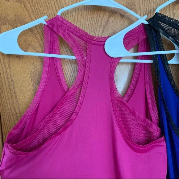 Fabletics Maxi Dress Racerback Mesh Size Small Blue Pink - Picture 12 of 15